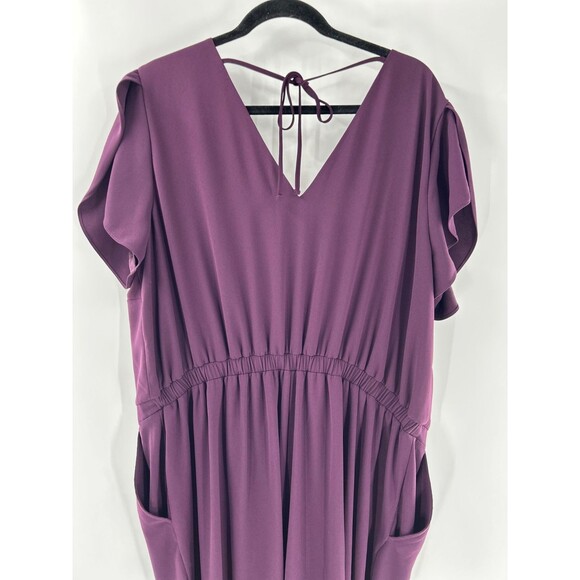 Women's Loft Plus Purple Petal Flutter Sleeve Tie Back Jumpsuit Size 20 - Picture 8 of 9